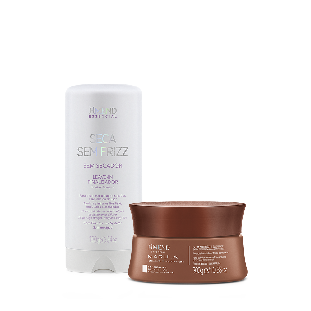 Kit Seca sem frizz e Máscara Marula | 2 produtos